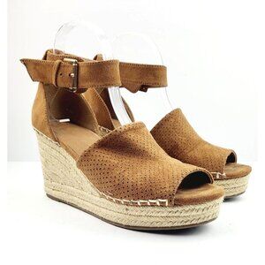 ALTAR’D STATE brown suede buckle espadrille wedge -‎ Size 8.5